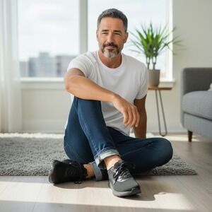 Bronax Mens Athletic Running Shoes Black Mesh Sneakers Size 47 Reflective Heel